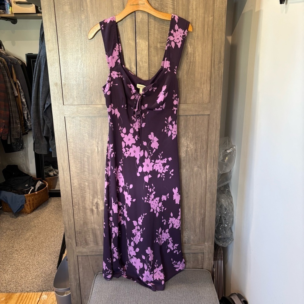 Vintage Jonathan Martin MIDI Dress Y2K Empire Waist Babydoll Purple Sleeveless